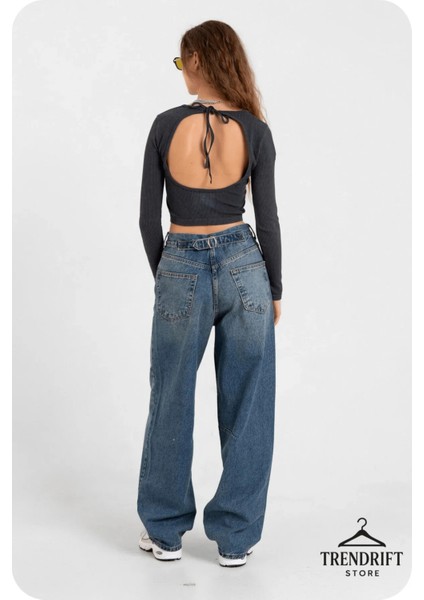 👖 Baggy Yıkamalı Toka Detaylı Bol Kesim Kadın Jean – Rahat Form, Geniş Paça, Modern Salaş Stil fiyatları