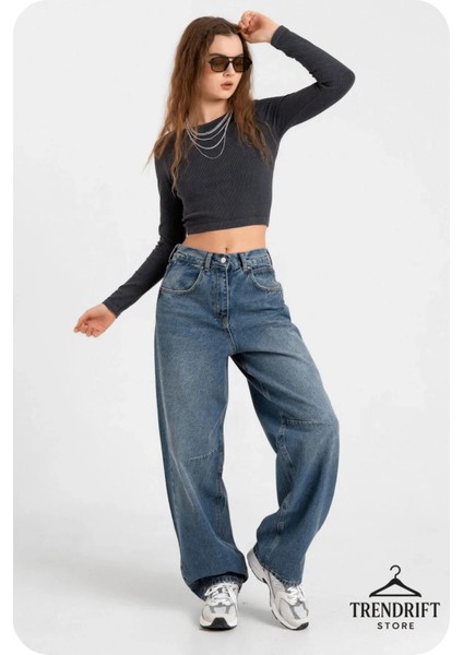 👖 Baggy Yıkamalı Toka Detaylı Bol Kesim Kadın Jean – Rahat Form, Geniş Paça, Modern Salaş Stil modelleri