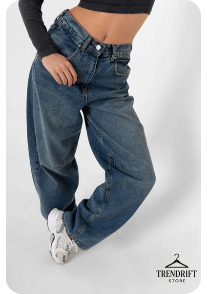 👖 Baggy Yıkamalı Toka Detaylı Bol Kesim Kadın Jean – Rahat Form, Geniş Paça, Modern Salaş Stil indirimleri