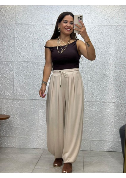 Krem Şalvar Pantolon