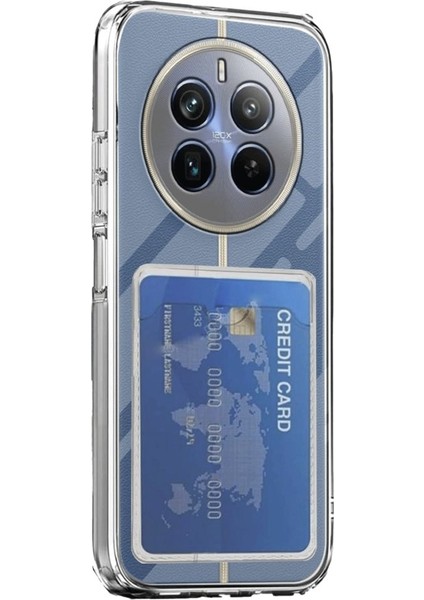Realme 12 Pro Kılıf Kart Hazneli Şeffaf Silikon Kapak Ryc/kart Şeffaf