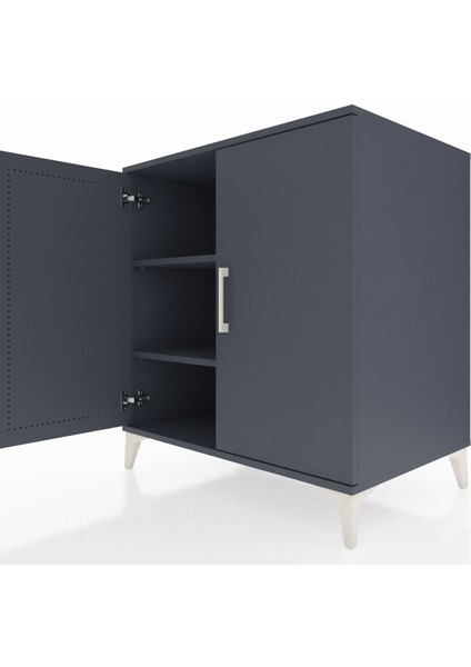 Kronos Şifonyer 2 Raflı 2 Kapaklı 88X59X96 Antrasit-Antrasit indirimleri
