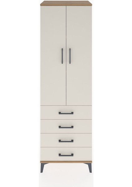 Hyperion Dolap 3 Raflı 4 Çekmeceli 2 Kapaklı 60X44X195 Çam-Aytaşı