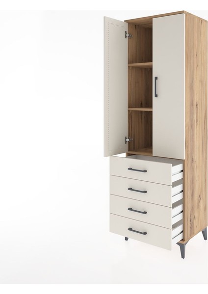 Hyperion Dolap 3 Raflı 4 Çekmeceli 2 Kapaklı 60X44X195 Çam-Aytaşı fırsatları