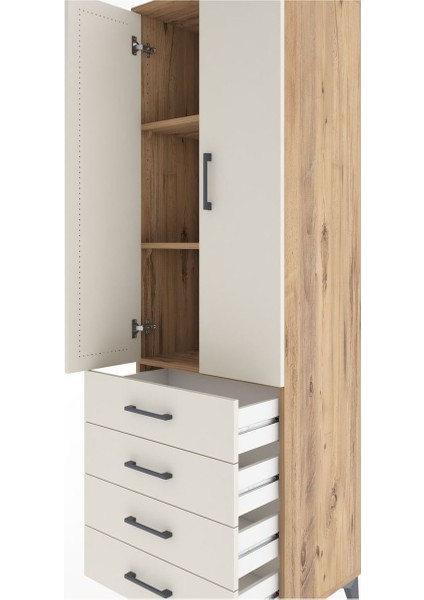 Hyperion Dolap 3 Raflı 4 Çekmeceli 2 Kapaklı 60X44X195 Çam-Aytaşı indirimleri