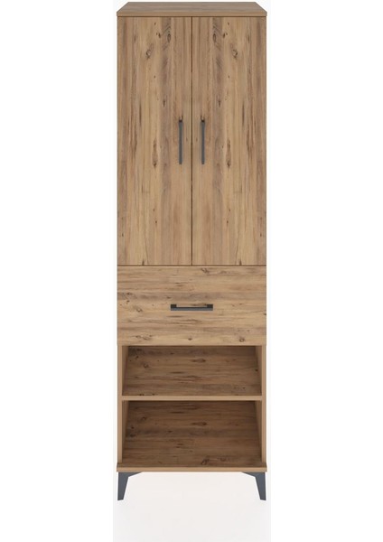 Hyperion Dolap 4 Raflı Tek Çekmeceli 2 Kapaklı 60X44X195 Çam-Çam