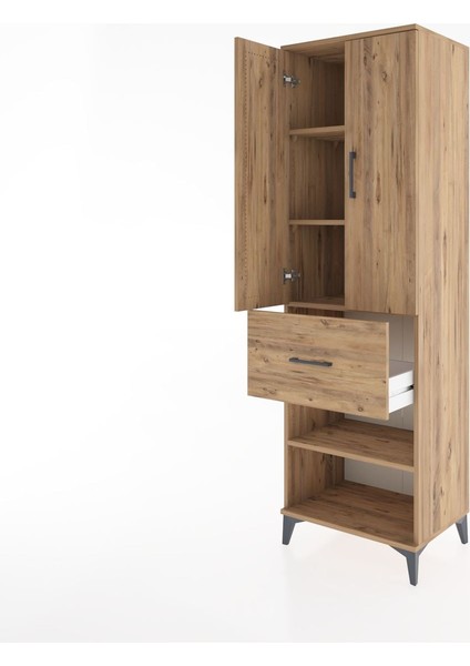 Hyperion Dolap 4 Raflı Tek Çekmeceli 2 Kapaklı 60X44X195 Çam-Çam fırsatları