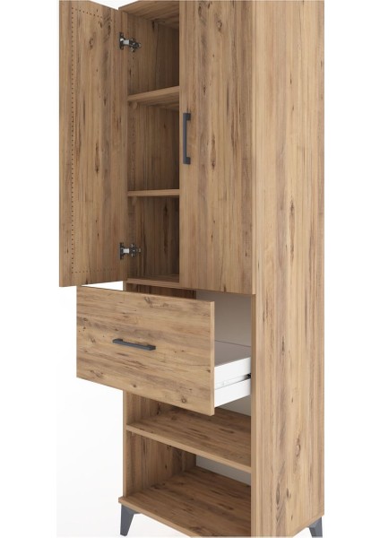 Hyperion Dolap 4 Raflı Tek Çekmeceli 2 Kapaklı 60X44X195 Çam-Çam indirimleri