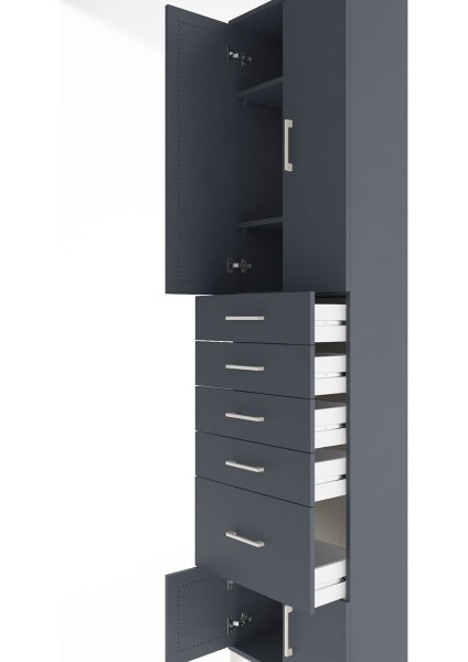 Arges Dolap 3 Raflı 5 Çekmeceli 4 Kapaklı 60X30X243 Antrasit-Antrasit indirimleri