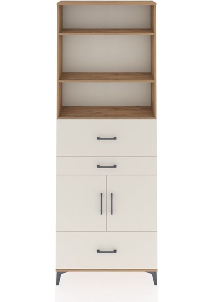 Arges Dolap 4 Raflı 3 Çekmeceli 2 Kapaklı 88X30X243 Çam-Aytaşı