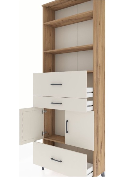 Arges Dolap 4 Raflı 3 Çekmeceli 2 Kapaklı 88X30X243 Çam-Aytaşı indirimleri