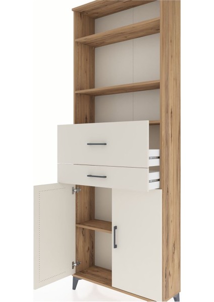 Arges Dolap 4 Raflı 2 Çekmeceli 2 Kapaklı 88X30X243 Çam-Aytaşı indirimleri