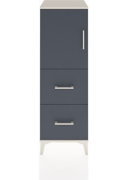 Hyperion Dolap 2 Raflı 2 Çekmeceli Tek Kapaklı 44X44X134 Aytaşı-Antrasit