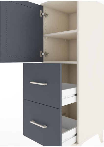 Hyperion Dolap 2 Raflı 2 Çekmeceli Tek Kapaklı 44X44X134 Aytaşı-Antrasit indirimleri