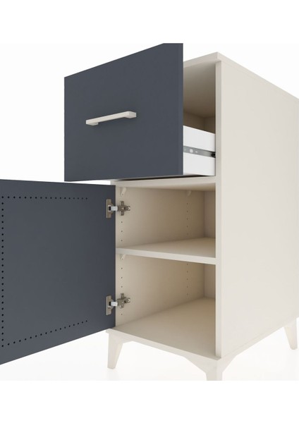 Kronos Komodin Tek Raflı Tek Çekmeceli Tek Kapaklı 44X59X96 Aytaşı-Antrasit indirimleri