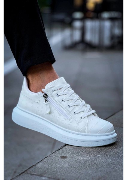KB-309 Kuback Beyaz Fermuar ve Bağcıklı Günlük Erkek Ayakkabı