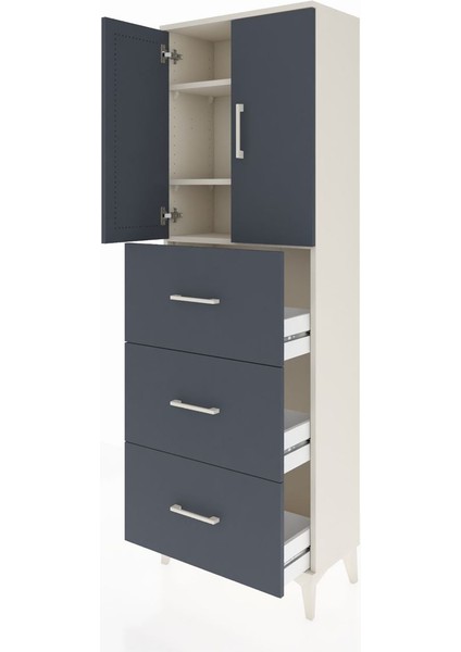 Arges Dolap 3 Raflı 3 Çekmeceli 2 Kapaklı 60X30X182 Aytaşı-Antrasit fırsatları