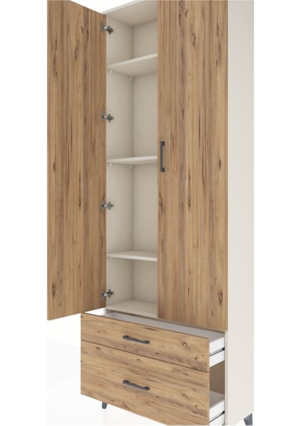 Arges Dolap 4 Raflı 2 Çekmeceli 2 Kapaklı 88X30X243 Aytaşı-Çam indirimleri