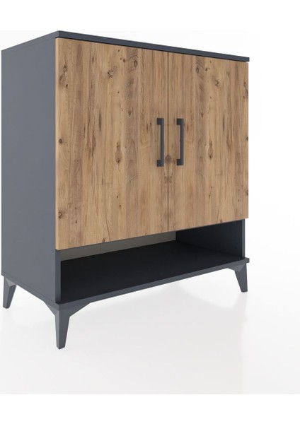 Hyperion Şifonyer Tek Raflı 2 Kapaklı 88X44X96 Antrasit-Çam fiyatları