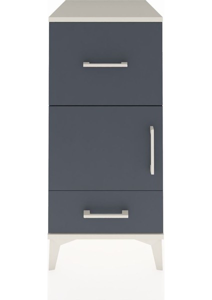 Kronos Komodin Tek Raflı 2 Çekmeceli Tek Kapaklı 44X59X96 Aytaşı-Antrasit