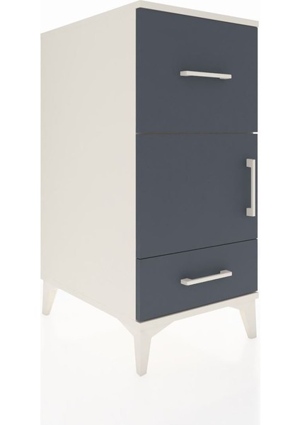 Kronos Komodin Tek Raflı 2 Çekmeceli Tek Kapaklı 44X59X96 Aytaşı-Antrasit fiyatları