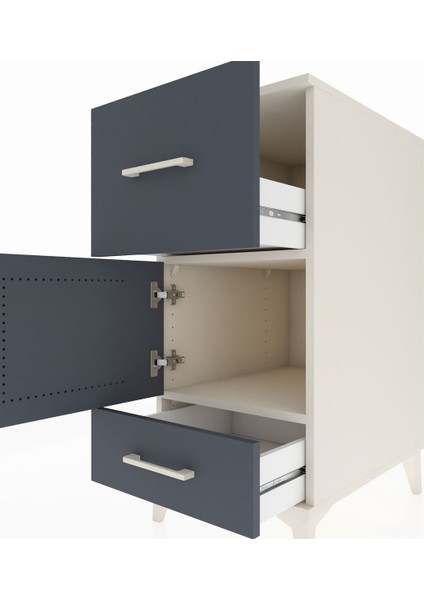 Kronos Komodin Tek Raflı 2 Çekmeceli Tek Kapaklı 44X59X96 Aytaşı-Antrasit indirimleri