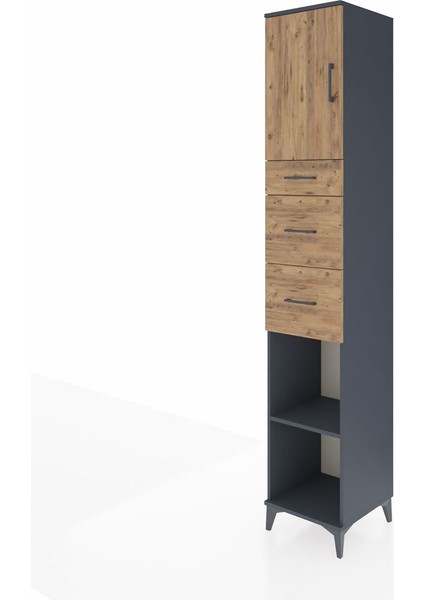 Hyperion Dolap 3 Raflı 3 Çekmeceli Tek Kapaklı 44X44X243 Antrasit-Çam modelleri