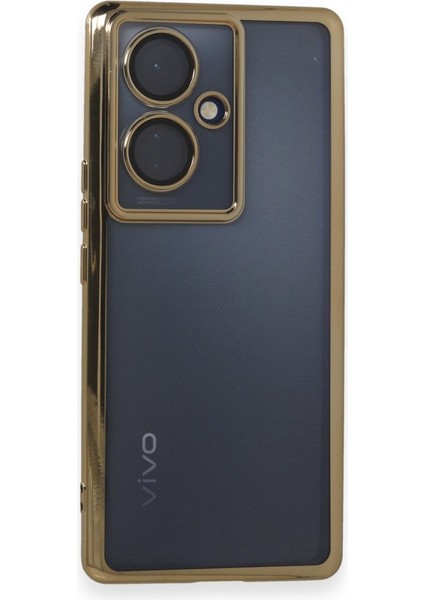 Vivo V29 Lite Kılıf Kamera Lens Korumalı Razer Lens Silikon Kapak - Gold