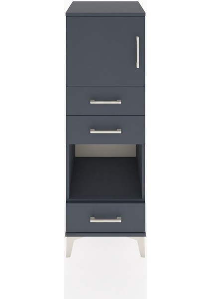 Hyperion Dolap 2 Raflı 3 Çekmeceli Tek Kapaklı 44X44X134 Antrasit-Antrasit