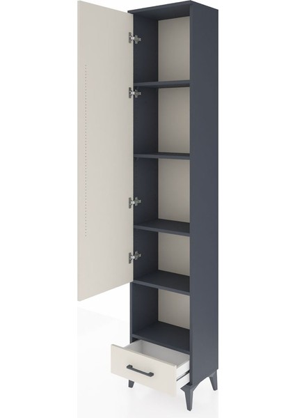 Arges Dolap 5 Raflı Tek Çekmeceli Tek Kapaklı 44X30X221 Antrasit-Aytaşı fırsatları