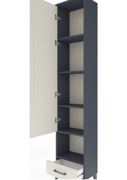 Arges Dolap 5 Raflı Tek Çekmeceli Tek Kapaklı 44X30X221 Antrasit-Aytaşı indirimleri