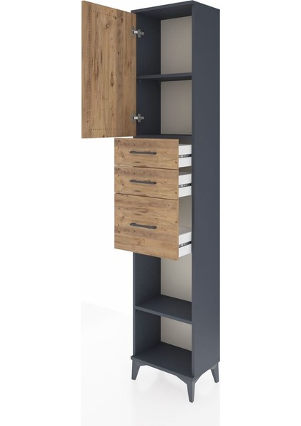 Arges Dolap 3 Raflı 3 Çekmeceli Tek Kapaklı 44X30X221 Antrasit-Çam fırsatları