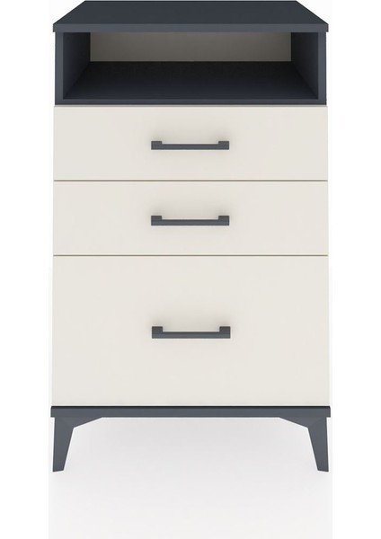 Hyperion Komodin Tek Raflı 3 Çekmeceli 60X44X96 Antrasit-Aytaşı