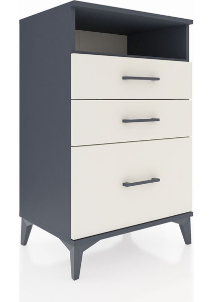 Hyperion Komodin Tek Raflı 3 Çekmeceli 60X44X96 Antrasit-Aytaşı fiyatları