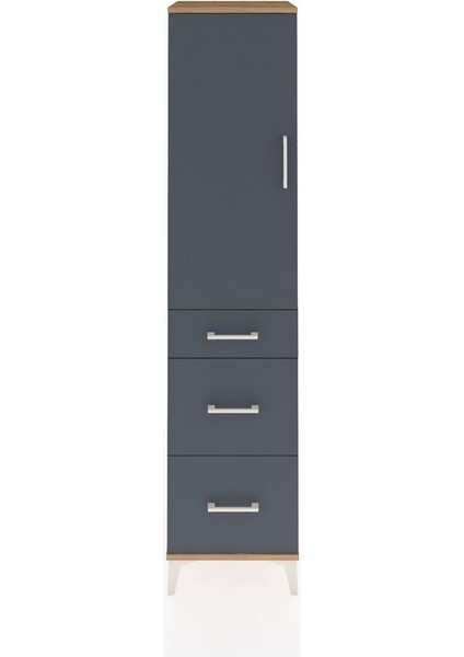 Hyperion Dolap 3 Raflı 3 Çekmeceli Tek Kapaklı 44X44X195 Çam-Antrasit