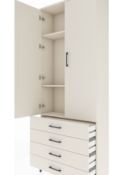 Arges Dolap 3 Raflı 4 Çekmeceli 2 Kapaklı 88X30X221 Aytaşı-Aytaşı indirimleri