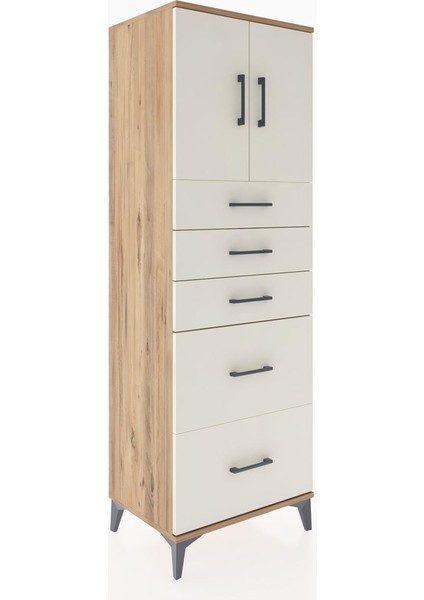 Hyperion Dolap Tek Raflı 5 Çekmeceli 2 Kapaklı 60X44X182 Çam-Aytaşı fırsatları