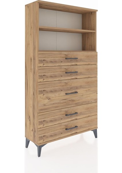 Arges Dolap 2 Raflı 5 Çekmeceli 88X30X163 Çam-Çam fiyatları