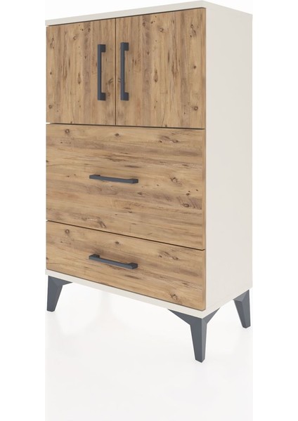 Arges Komodin Tek Raflı 2 Çekmeceli 2 Kapaklı 60X30X96 Aytaşı-Çam modelleri