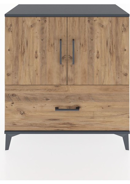 Hyperion Şifonyer 2 Raflı Tek Çekmeceli 2 Kapaklı 88X44X96 Antrasit-Çam