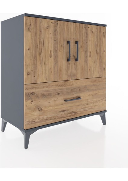 Hyperion Şifonyer 2 Raflı Tek Çekmeceli 2 Kapaklı 88X44X96 Antrasit-Çam fiyatları