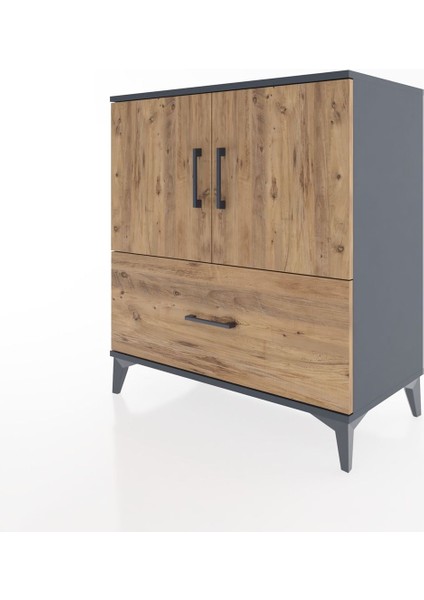 Hyperion Şifonyer 2 Raflı Tek Çekmeceli 2 Kapaklı 88X44X96 Antrasit-Çam modelleri