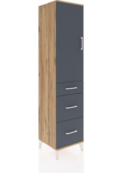 Hyperion Dolap 3 Raflı 3 Çekmeceli Tek Kapaklı 44X44X195 Çam-Antrasit fiyatları
