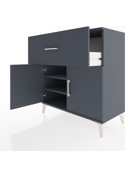 Hyperion Şifonyer 2 Raflı Tek Çekmeceli 2 Kapaklı 88X44X96 Antrasit-Antrasit fırsatları