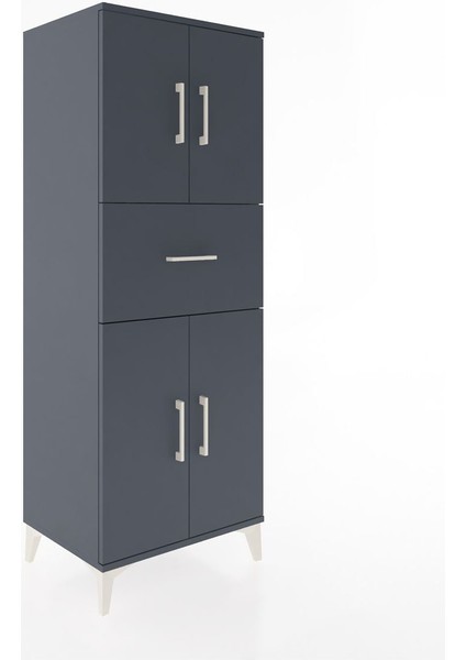 Hyperion Dolap 3 Raflı Tek Çekmeceli 4 Kapaklı 60X44X163 Antrasit-Antrasit fiyatları