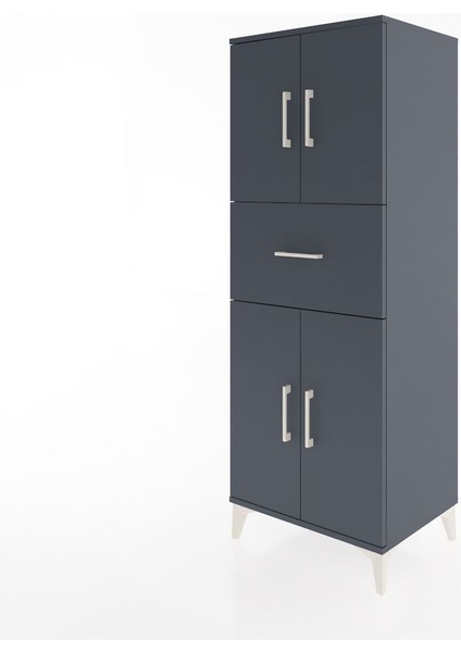 Hyperion Dolap 3 Raflı Tek Çekmeceli 4 Kapaklı 60X44X163 Antrasit-Antrasit modelleri