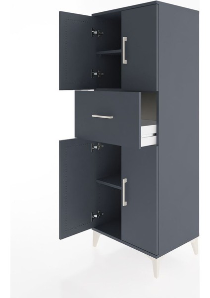 Hyperion Dolap 3 Raflı Tek Çekmeceli 4 Kapaklı 60X44X163 Antrasit-Antrasit fırsatları