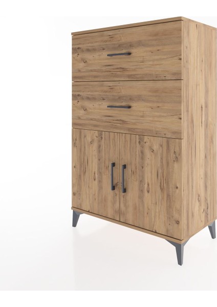 Hyperion Dolap Tek Raflı 2 Çekmeceli 2 Kapaklı 88X44X134 Çam-Çam modelleri