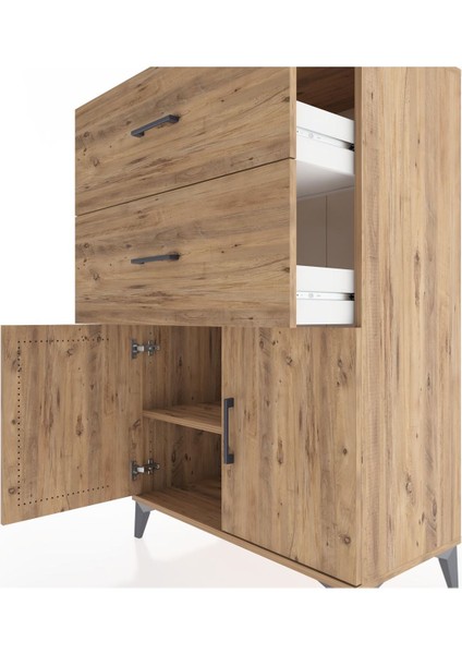 Hyperion Dolap Tek Raflı 2 Çekmeceli 2 Kapaklı 88X44X134 Çam-Çam indirimleri