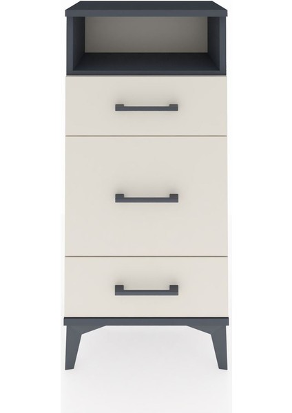 Arges Komodin Tek Raflı 3 Çekmeceli 44X30X96 Antrasit-Aytaşı